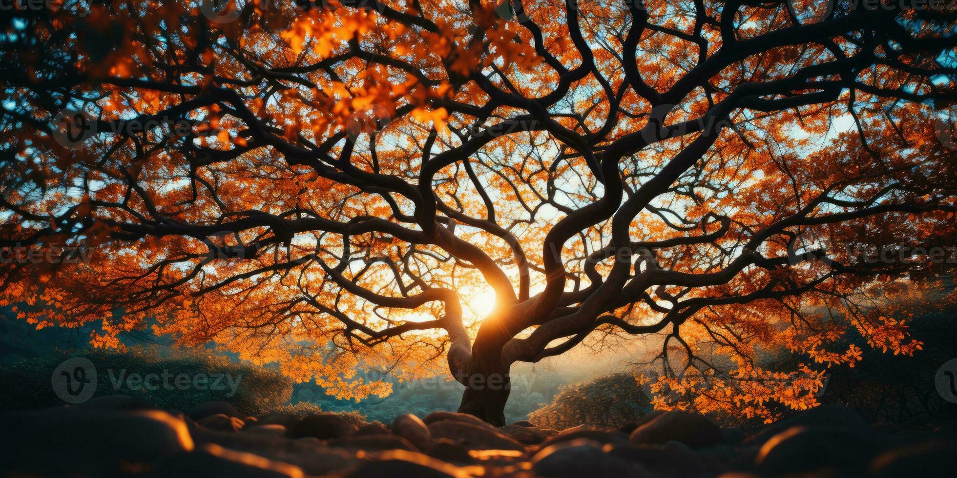 outono laranja árvore queda pacífico panorama liberdade cena lindo natureza papel de parede foto
