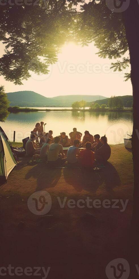 acampamento pôr do sol barraca tranquilidade graça panorama zen harmonia descansar calma unidade harmonia fotografia foto