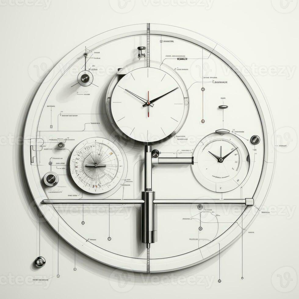 avô relógio retro futurista mobília esboço ilustração mão desenhando referência idéia foto