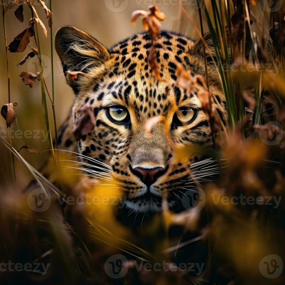 leopardo escondido predador fotografia Relva nacional geográfico estilo 35mm documentário papel de parede foto