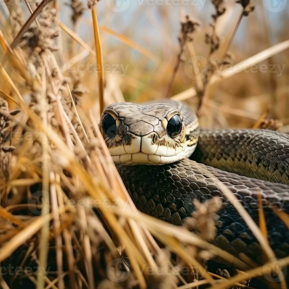 serpente escondido predador fotografia Relva nacional geográfico estilo 35mm documentário papel de parede foto