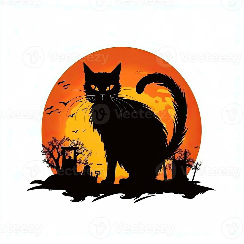 Preto gato gatinha dia das Bruxas clipart ilustração vetor camiseta Projeto adesivo cortar página de recados tatuagem foto