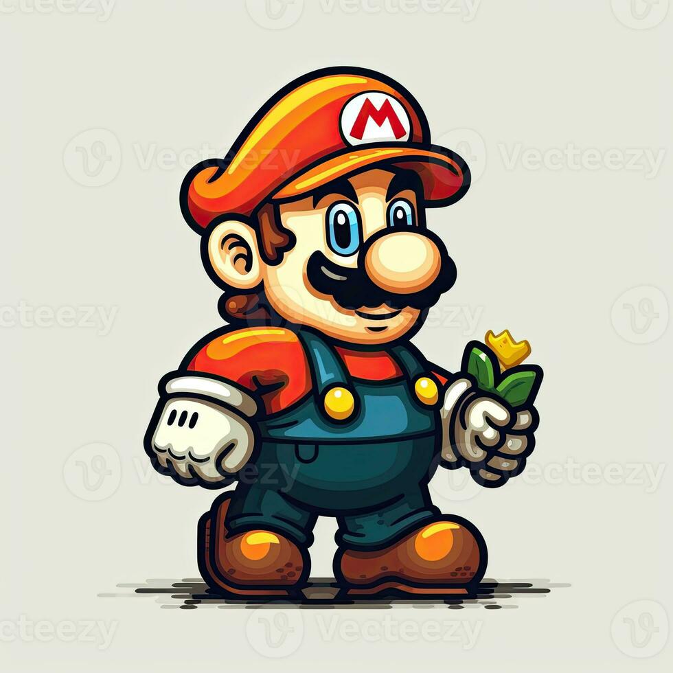 mario retro vintage 8 bits pixel clipart adesivo logotipo ilustração vetor isolado digital arte foto