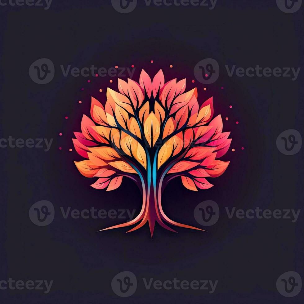 árvore néon logotipo ícone tatuagem emblema clipart ilustração elemento vetor Claro cortar esp png foto