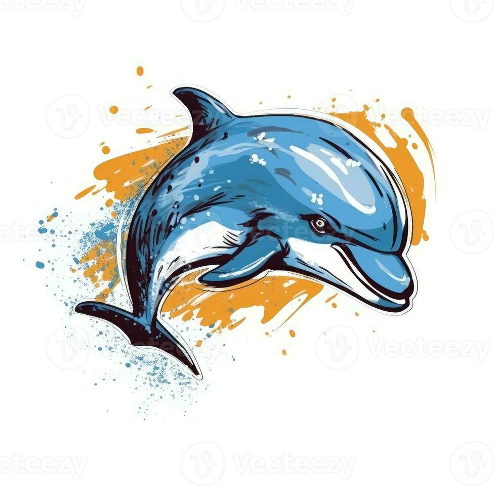 golfinho esboço aguarela gráfico ilustração fofa clipart desenhar água esposa selvagem foto