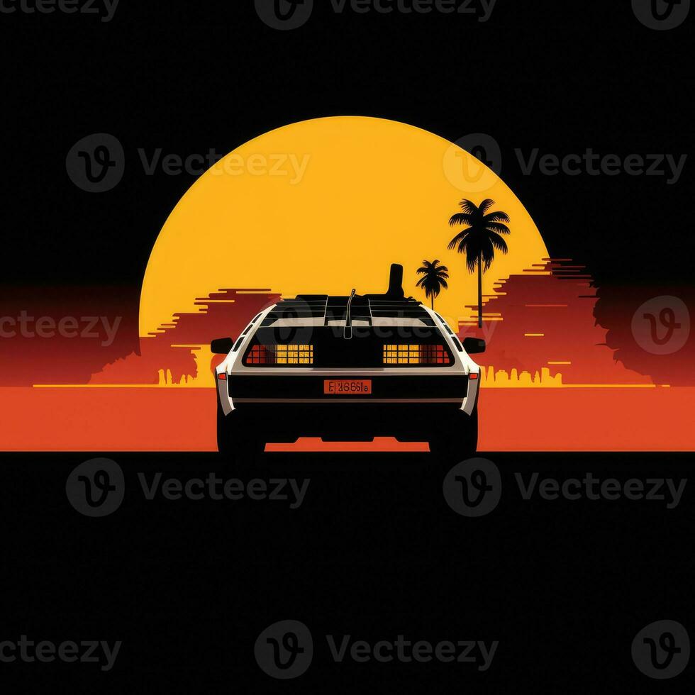 delorean carro costas para a futuro minimalista arte ilustração papel de parede poster filme foto