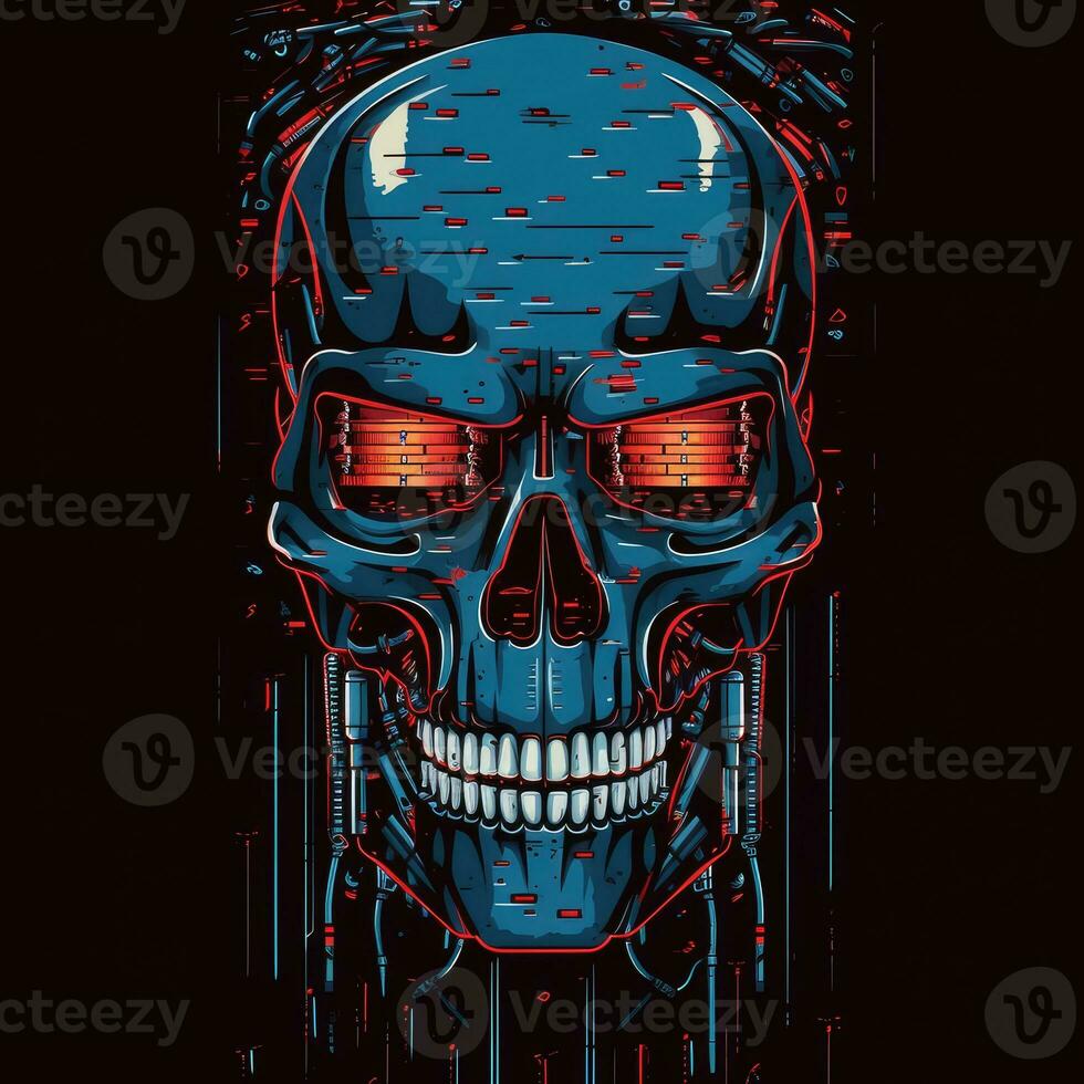 robô o Exterminador do Futuro retrato logotipo tatuagem poster pixel arte ilustração voxel gráfico foto