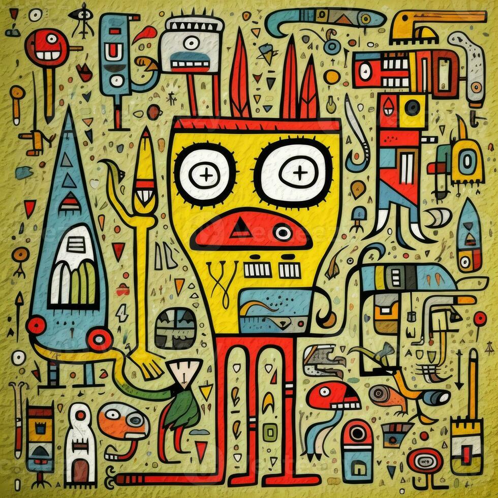 cubismo arte óleo pintura abstrato geométrico engraçado rabisco ilustração poster tatuagem foto