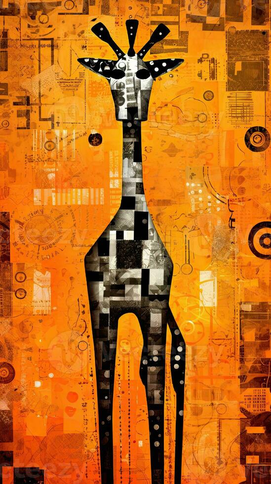 girafa expressivo crianças animal ilustração pintura página de recados mão desenhado obra de arte fofa desenho animado foto