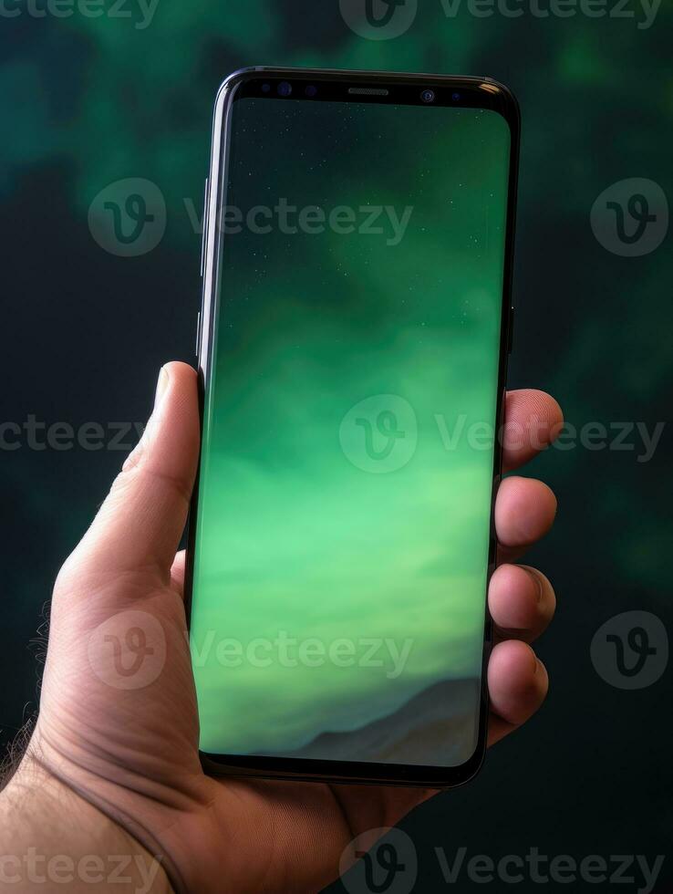 mão segurando Smartphone brincar modelo Móvel telefone vertical dispositivo telefone tela inscrição foto