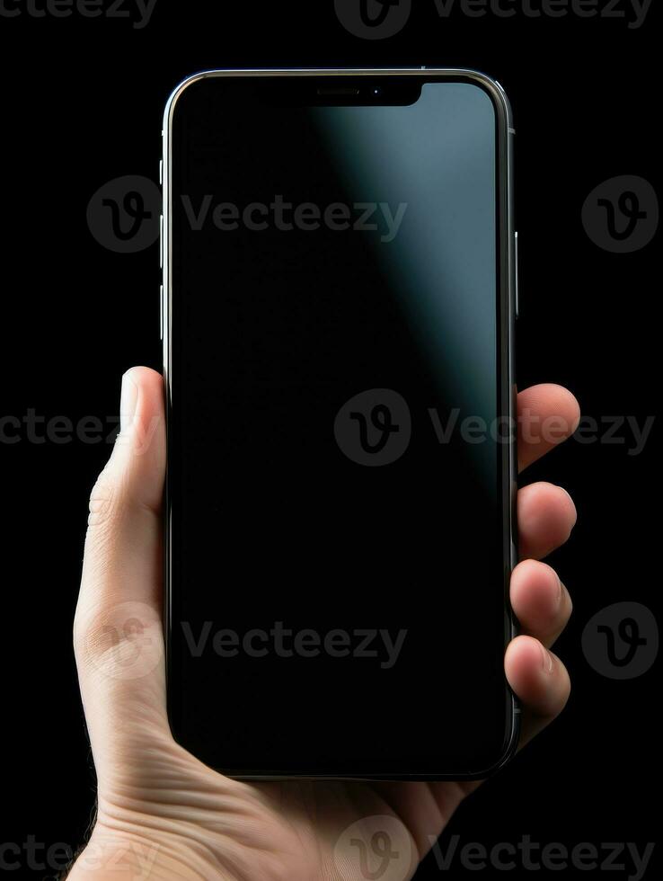 mão segurando Smartphone brincar modelo Móvel telefone vertical dispositivo telefone tela inscrição foto