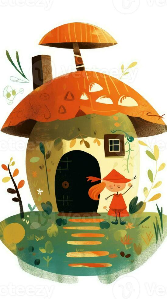 floresta cabana casa conto de fadas personagem desenho animado ilustração fantasia fofa desenhando livro arte gráfico foto