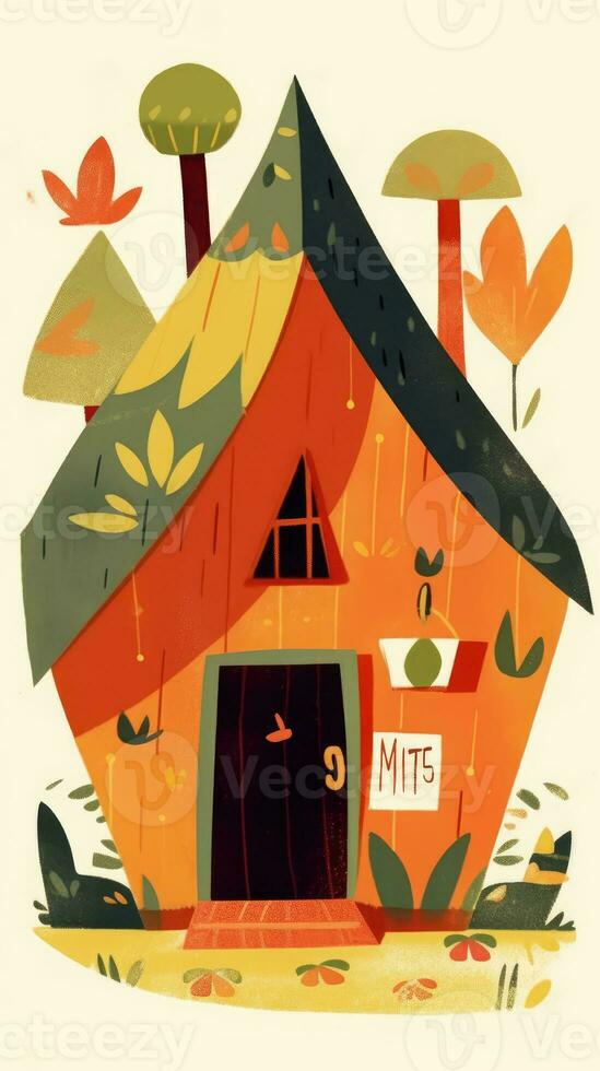 floresta cabana casa conto de fadas personagem desenho animado ilustração fantasia fofa desenhando livro arte gráfico foto