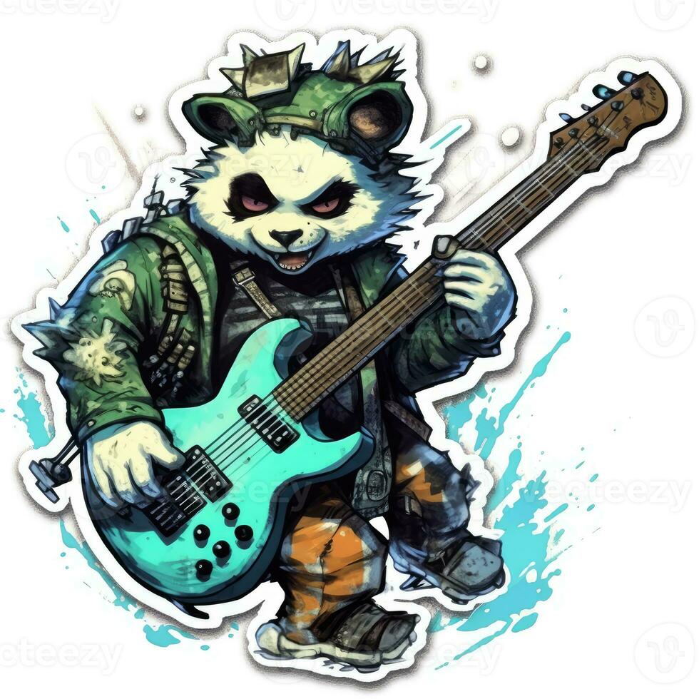 panda graves guitarra tatuagem adesivo ilustração dia das Bruxas assustador arrepiante Horror louco diabo foto