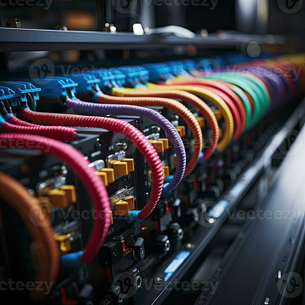 Internet cabo cubo roteador fábrica área de trabalho máquina robô Produção mecânico transportador foto