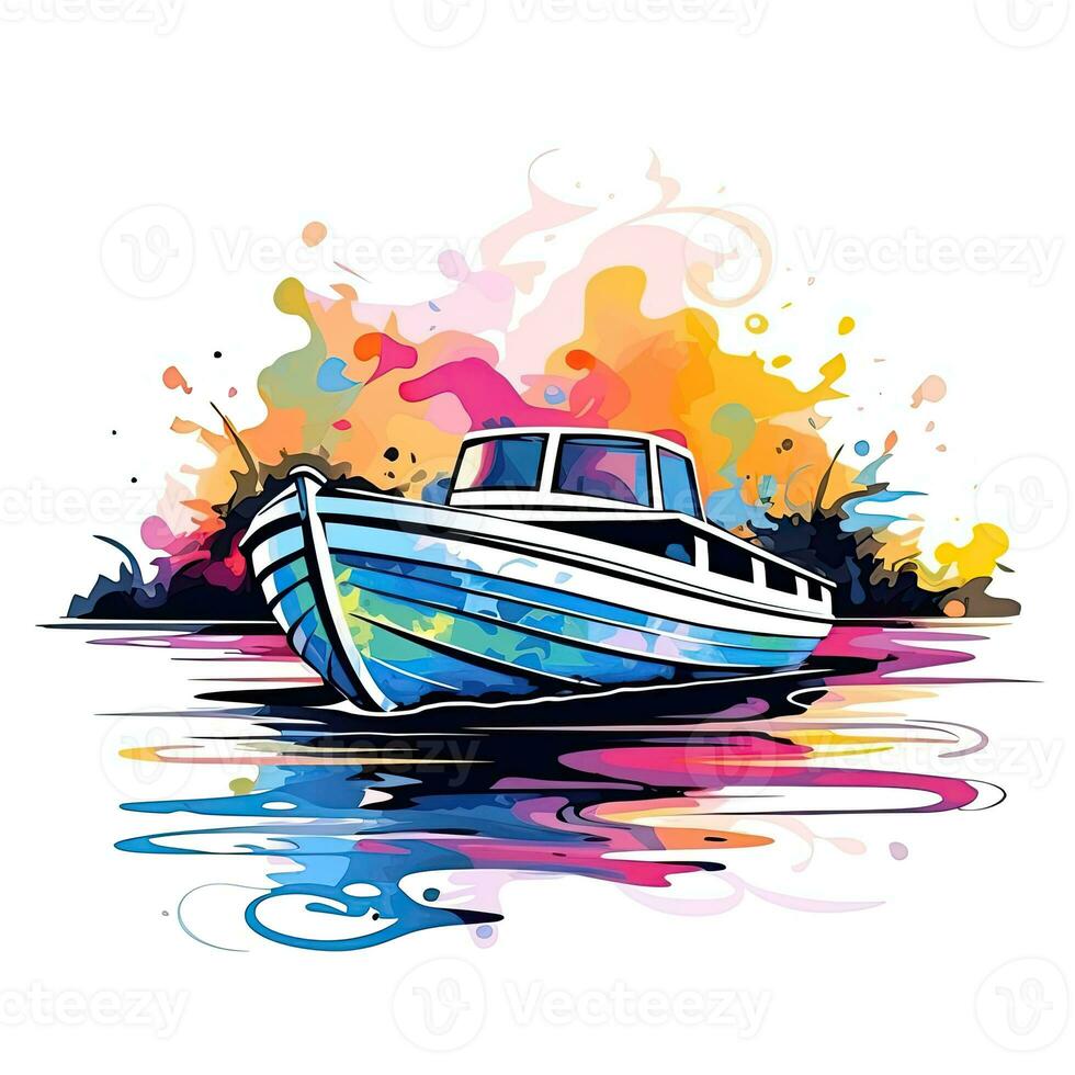 barco navio brincalhão ilustração esboço colagem expressivo obra de arte clipart pintura foto