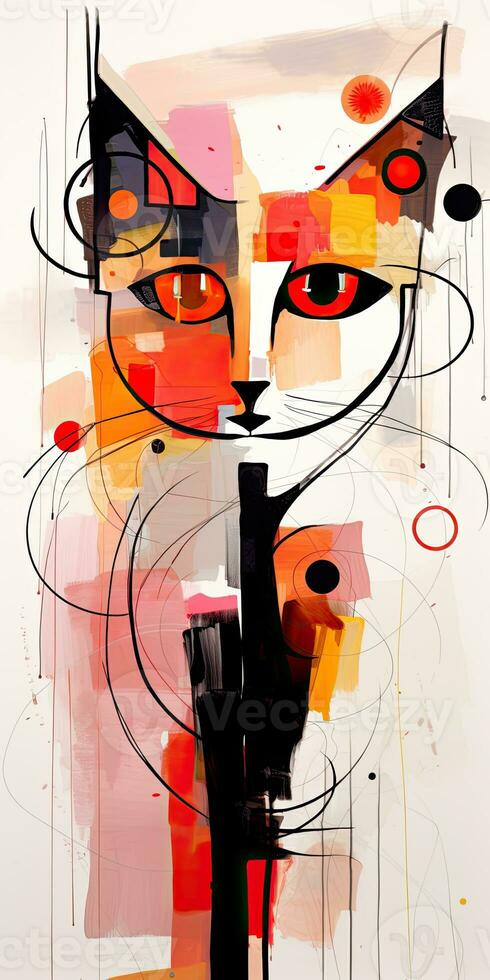 gato retrato silhueta abstrato moderno arte pintura colagem tela de pintura expressão ilustração obra de arte foto