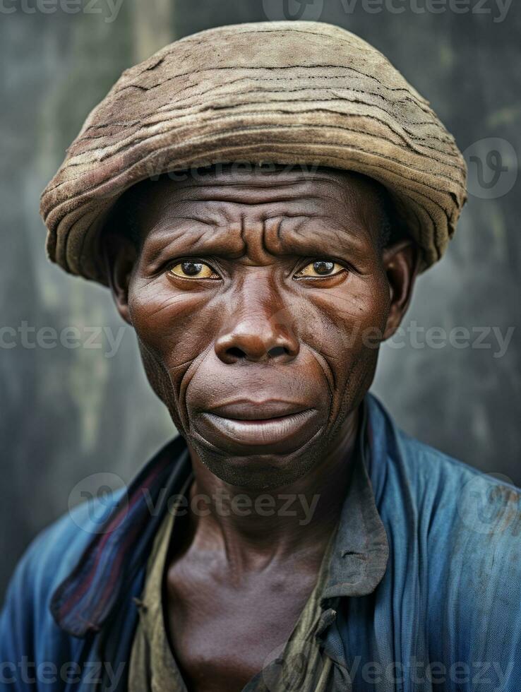 africano americano homem a partir de a cedo 1900 colori velho foto ai generativo