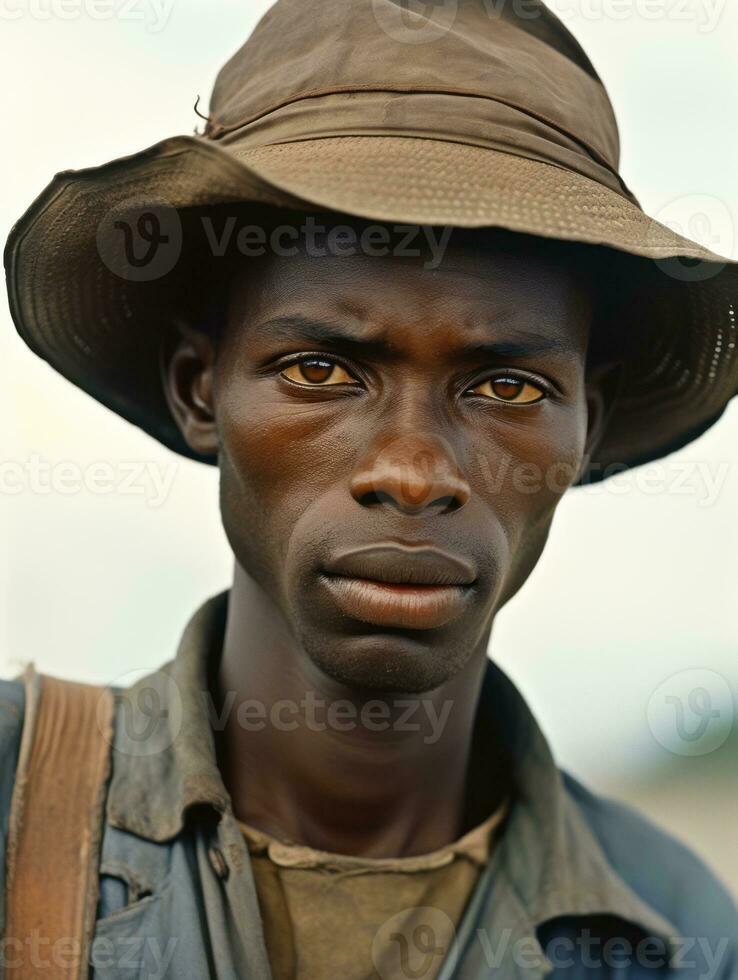 africano americano homem a partir de a cedo 1900 colori velho foto ai generativo