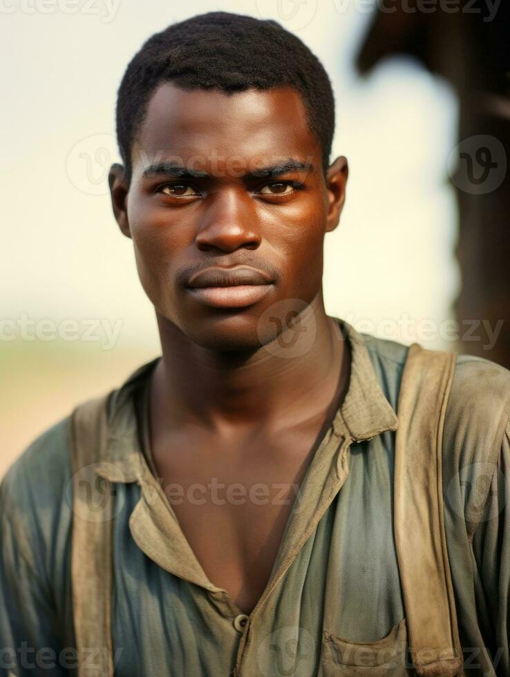 africano americano homem a partir de a cedo 1900 colori velho foto ai generativo