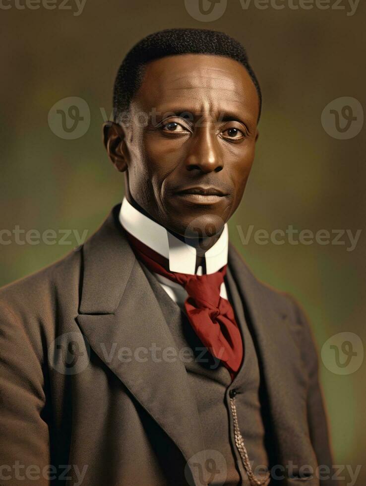 africano americano homem a partir de a cedo 1900 colori velho foto ai generativo