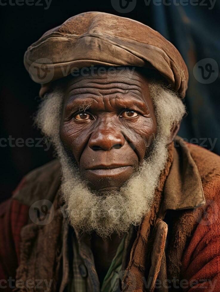 africano americano homem a partir de a cedo 1900 colori velho foto ai generativo