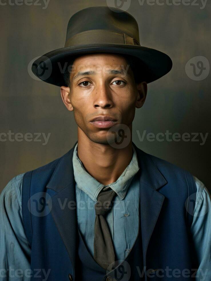 africano americano homem a partir de a cedo 1900 colori velho foto ai generativo