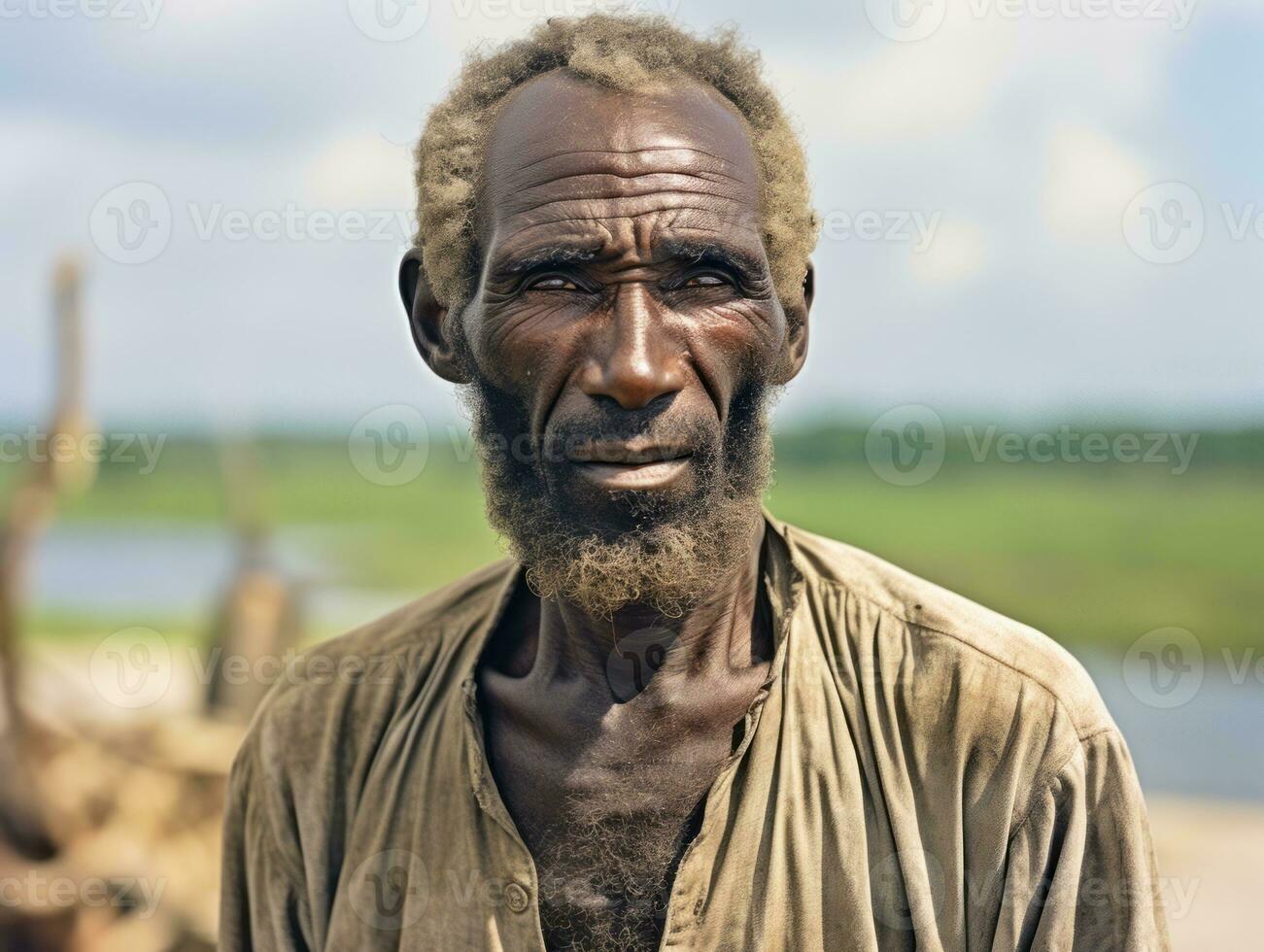 africano americano homem a partir de a cedo 1900 colori velho foto ai generativo