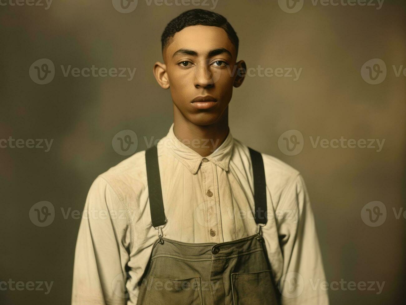 africano americano homem a partir de a cedo 1900 colori velho foto ai generativo