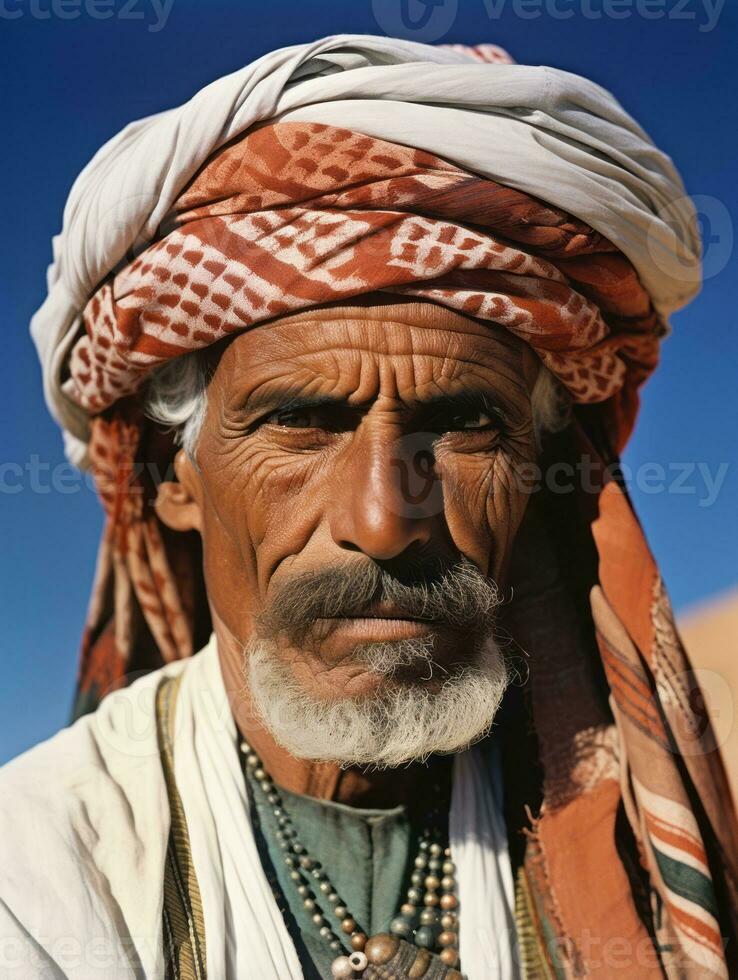 árabe homem a partir de a cedo 1900 colori velho foto ai generativo