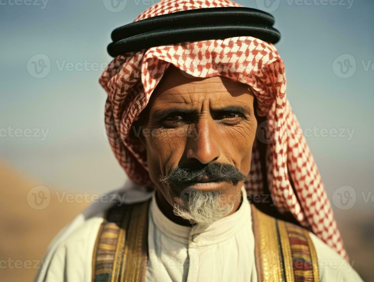 árabe homem a partir de a cedo 1900 colori velho foto ai generativo