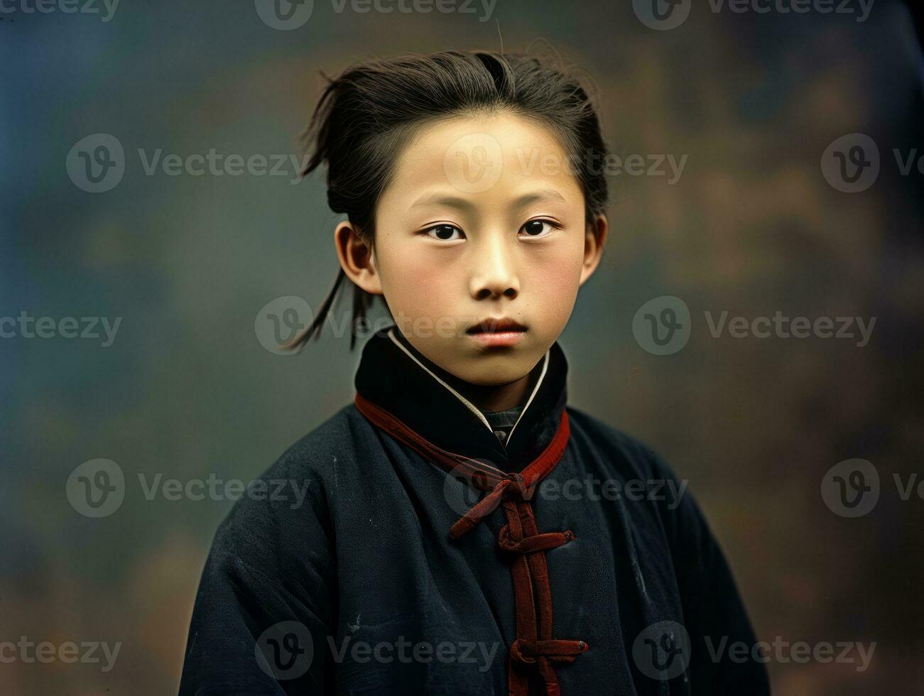 ásia homem a partir de a cedo 1900 colori velho foto ai generativo