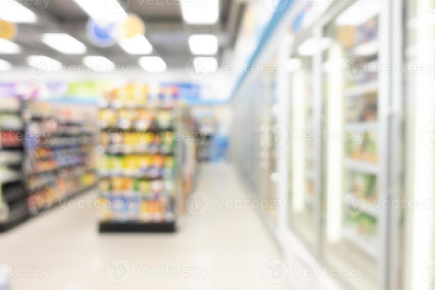 prateleira de borrão abstrata em minimercado e supermercado para segundo plano foto