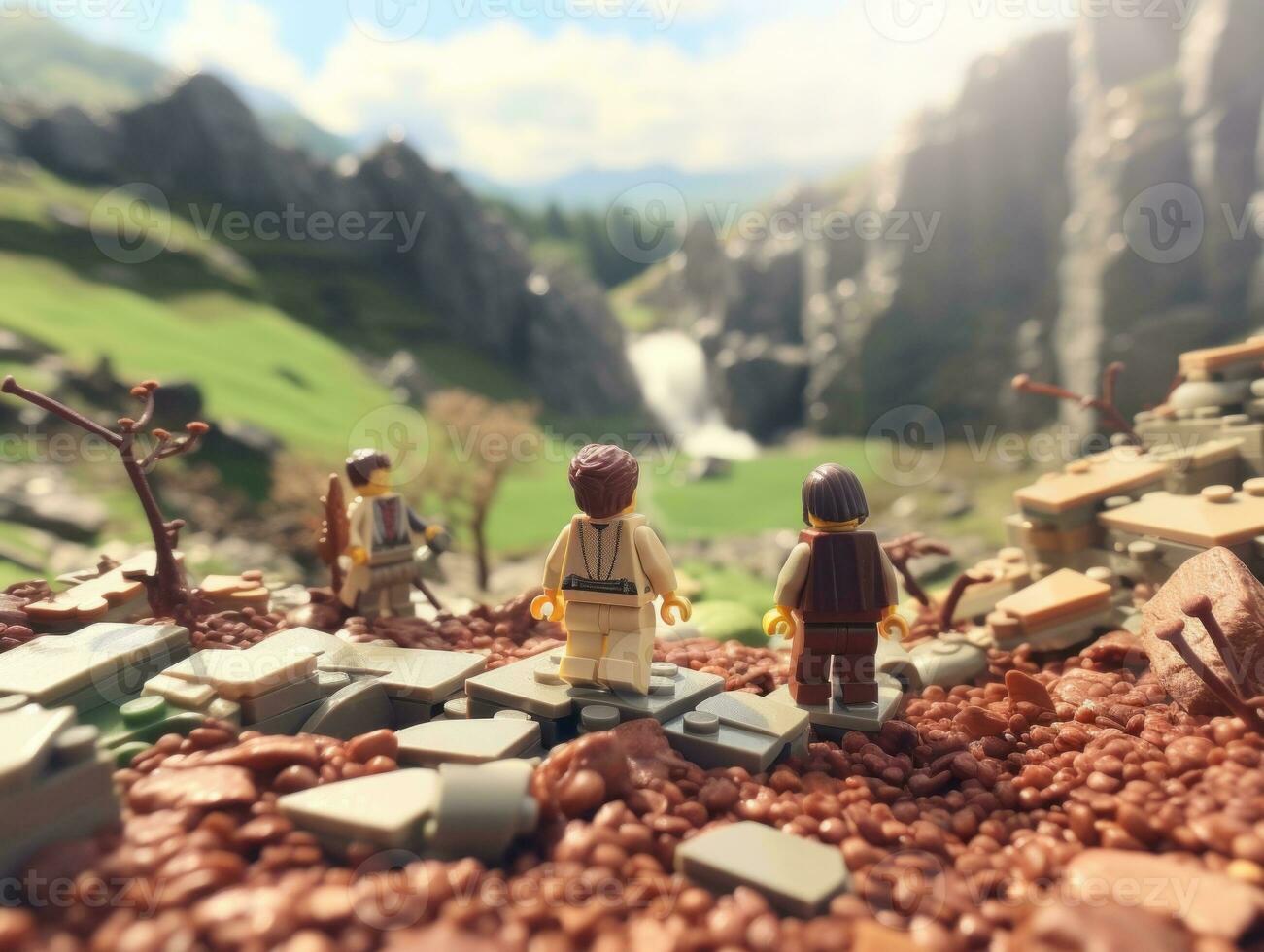 Lego personagem embarcar em épico aventuras com amigos ai generativo foto