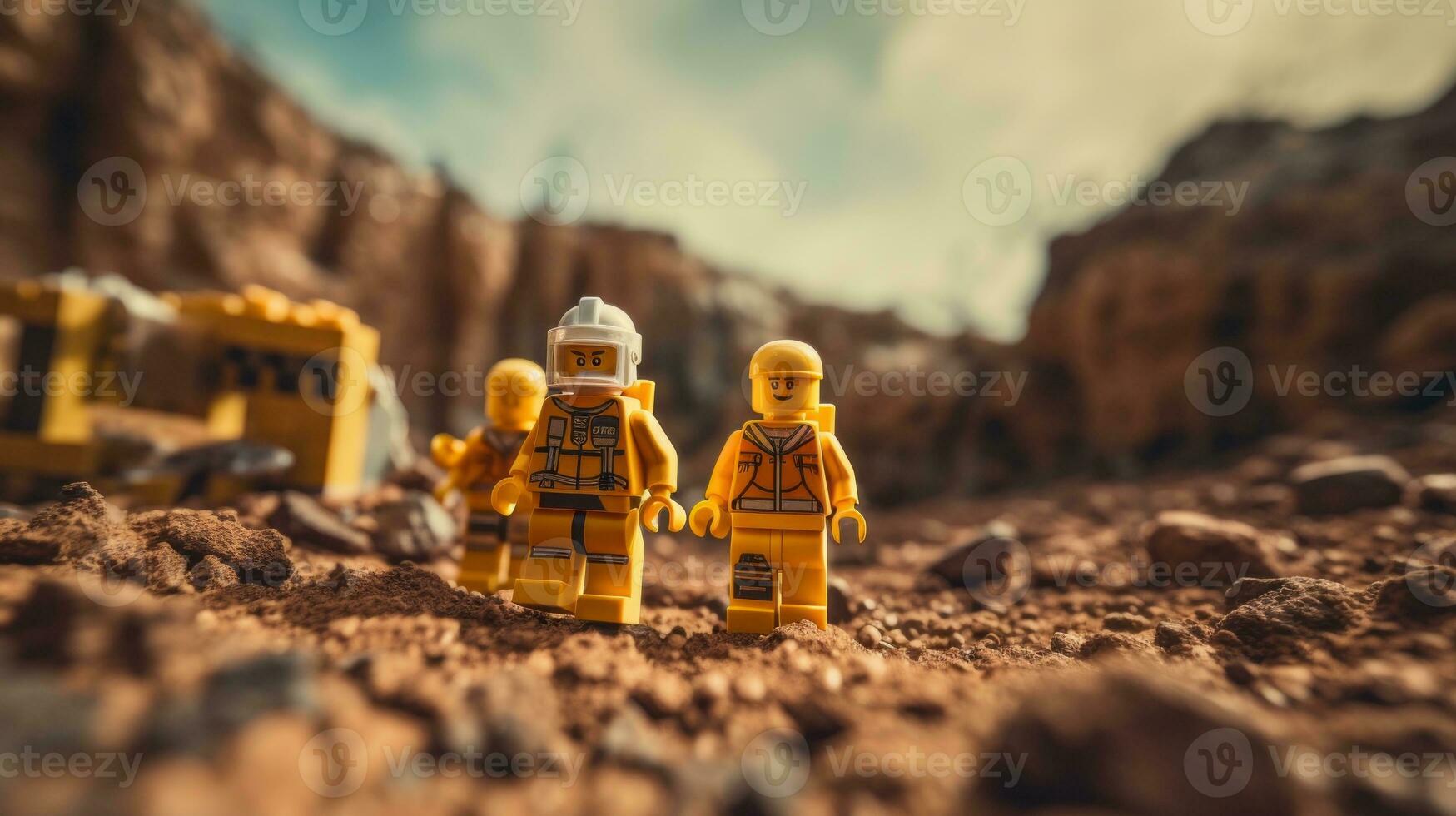 Lego personagem embarcar em épico aventuras com amigos ai generativo foto
