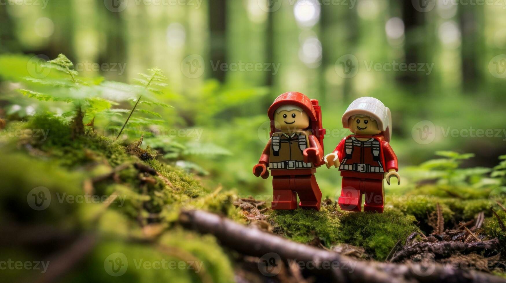 Lego personagem embarcar em épico aventuras com amigos ai generativo foto