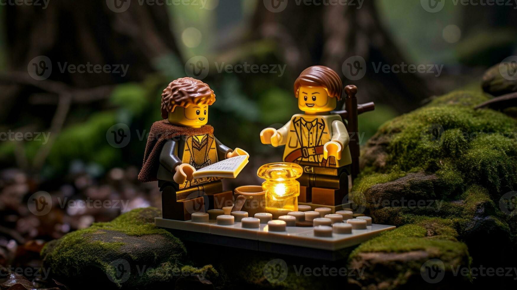 Lego personagem embarcar em épico aventuras com amigos ai generativo foto