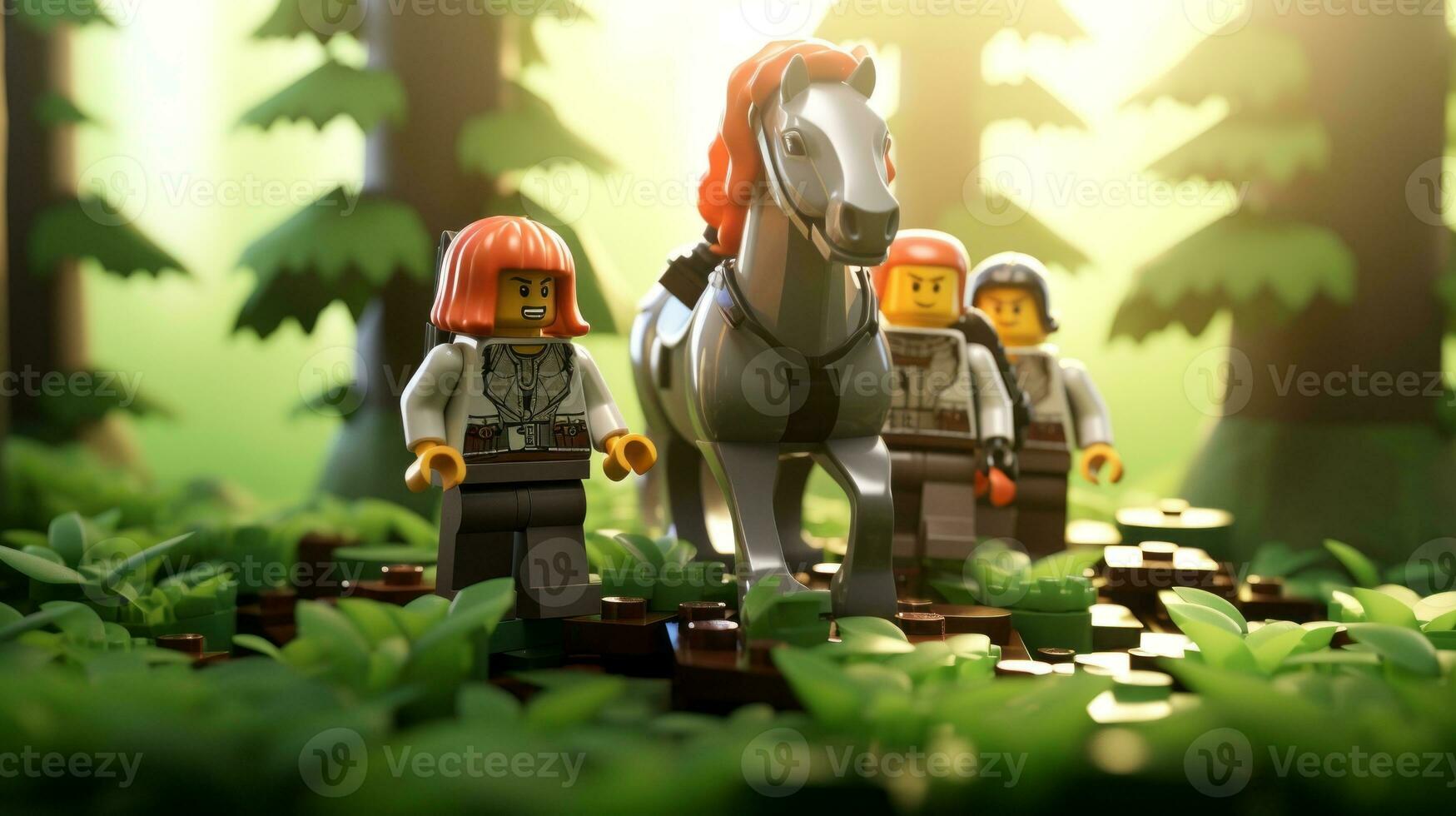 Lego personagem embarcar em épico aventuras com amigos ai generativo foto