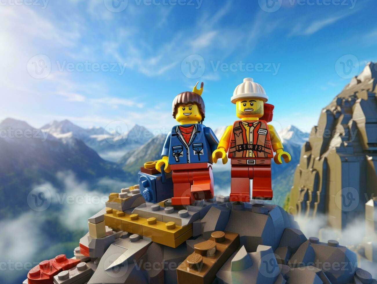 Lego personagem embarcar em épico aventuras com amigos ai generativo foto