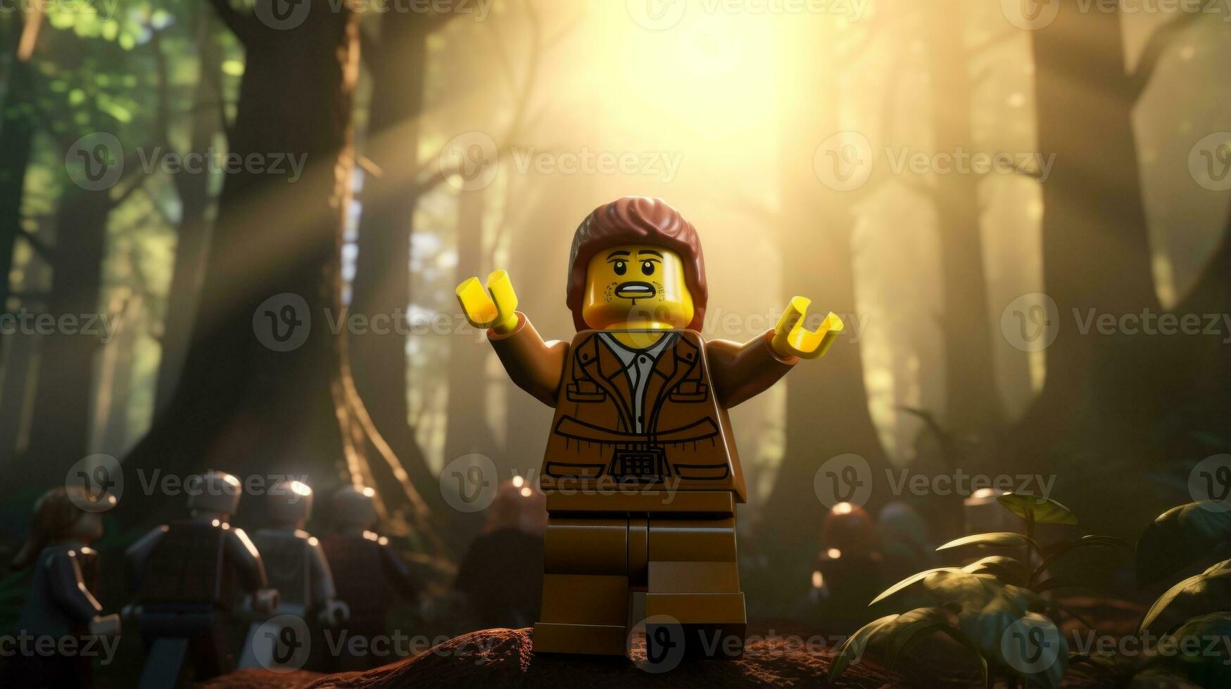 Lego personagem embarcar em épico aventuras com amigos ai generativo foto