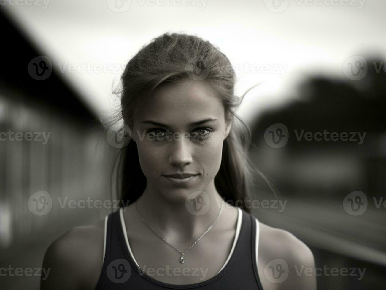 dinâmico fotografia do fêmea atleta ai generativo foto