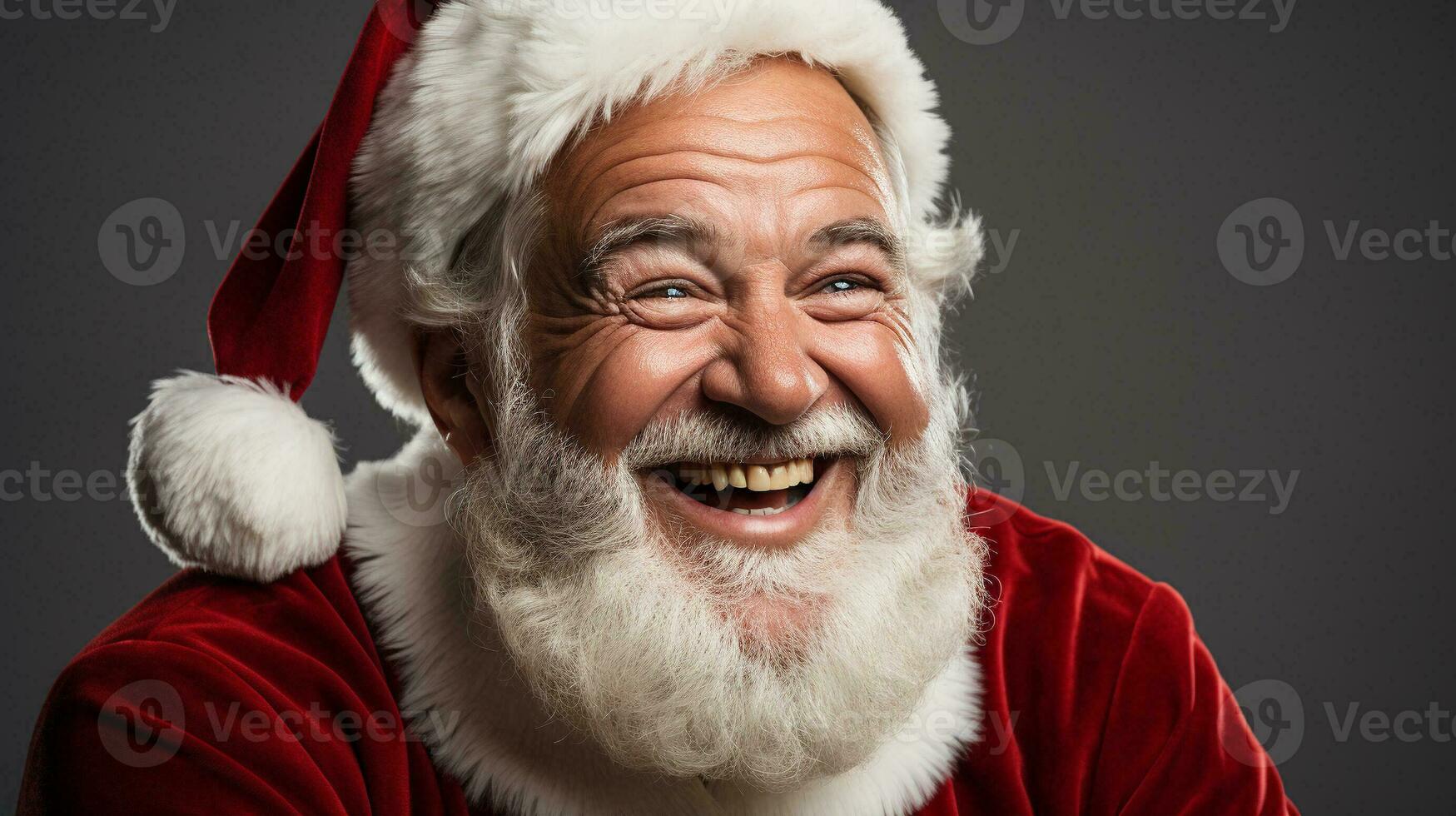 jovial rindo santa cláusula vestido homem vestindo uma santa chapéu e vermelho jaqueta. generativo ai. foto