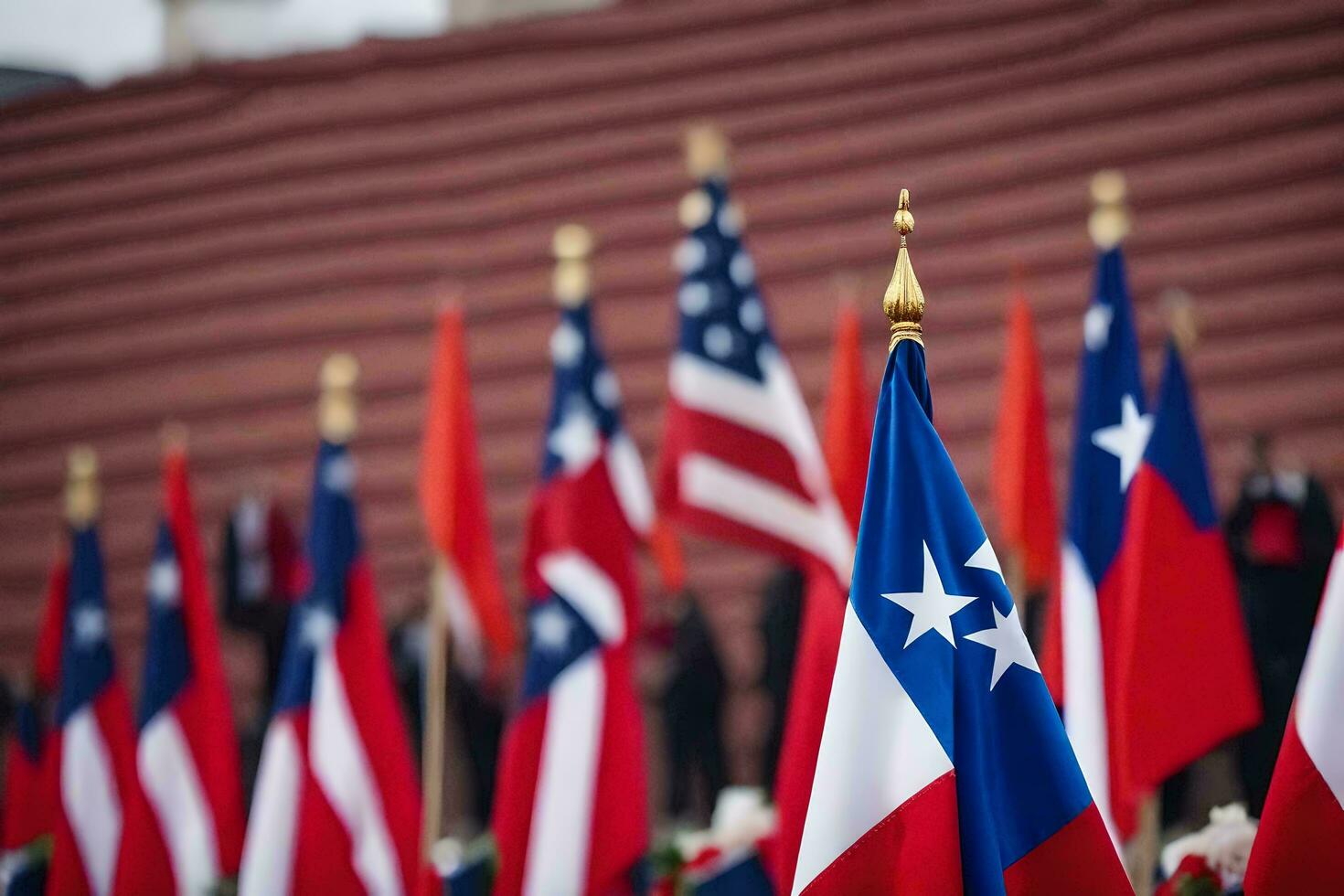 a bandeiras do a Unidos estados e China estão em mostrar. gerado por IA foto