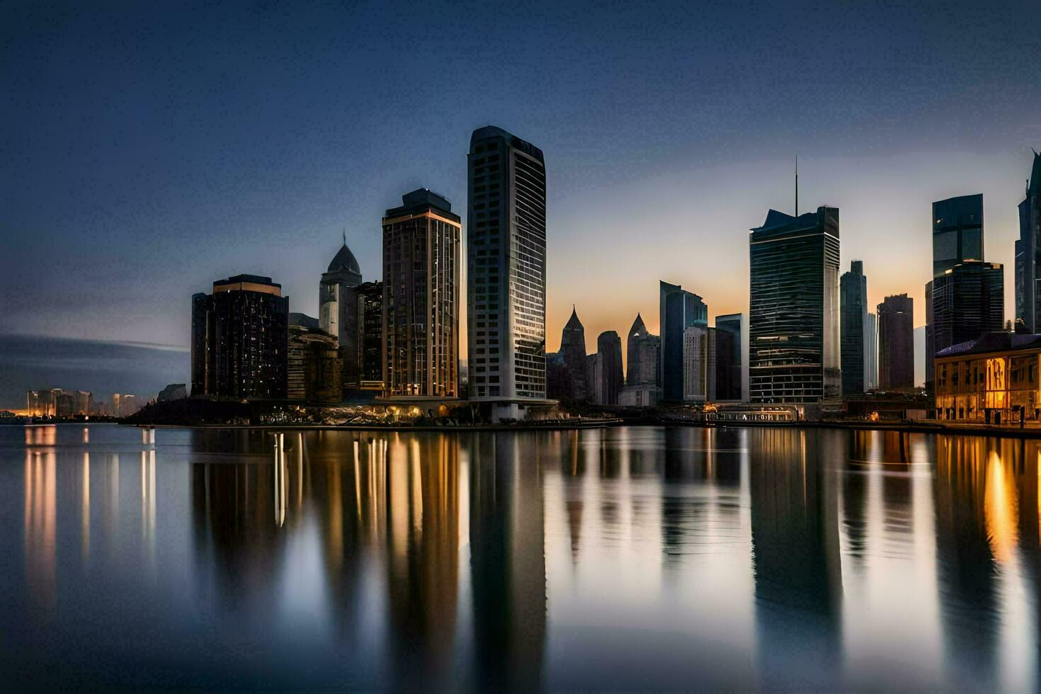 a cidade Horizonte às crepúsculo dentro dubai. gerado por IA foto