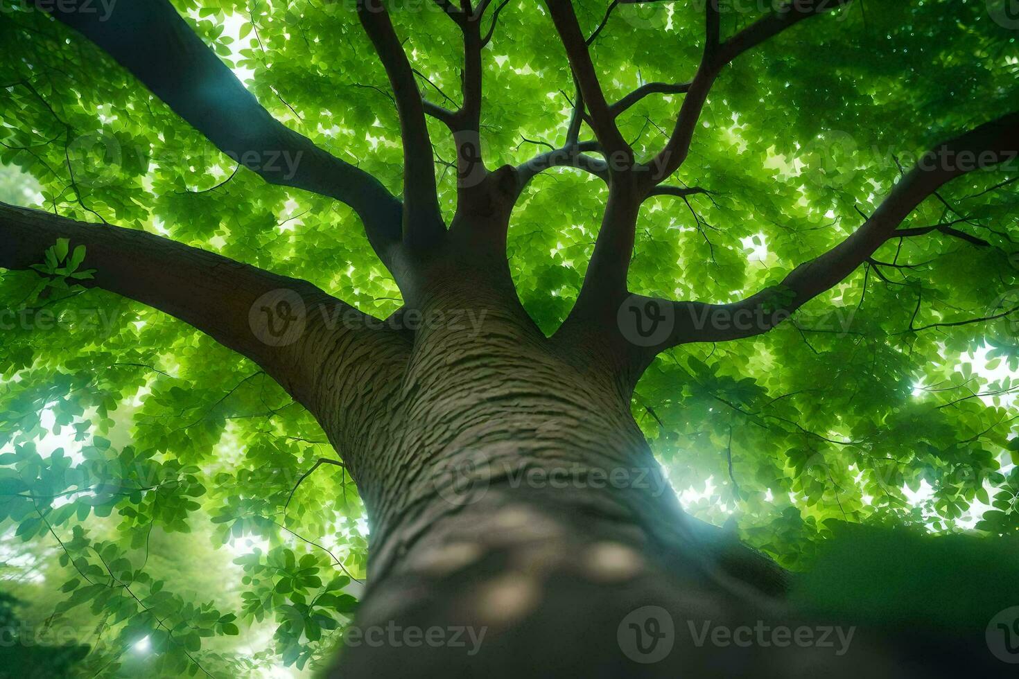 uma árvore dentro a floresta. gerado por IA foto