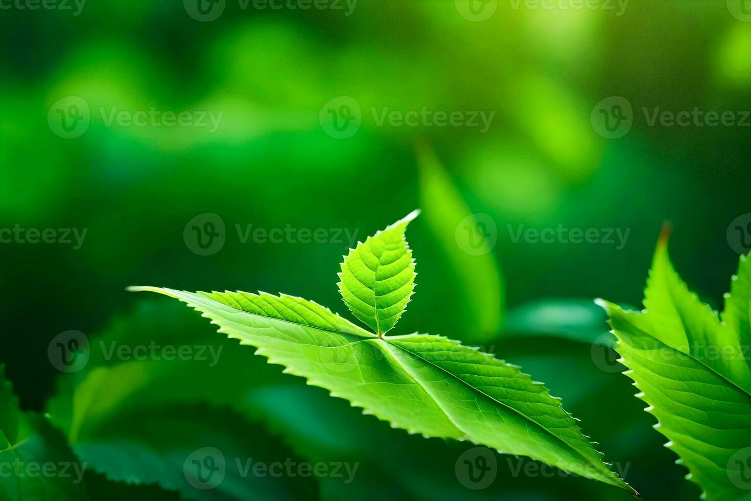 verde folhas dentro a luz solar. gerado por IA foto
