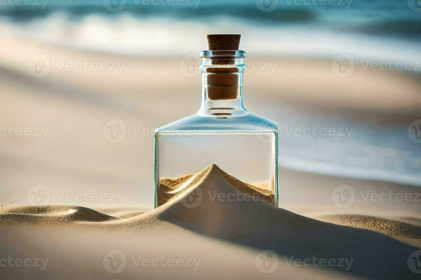 mensagem dentro uma garrafa em a de praia. gerado por IA foto