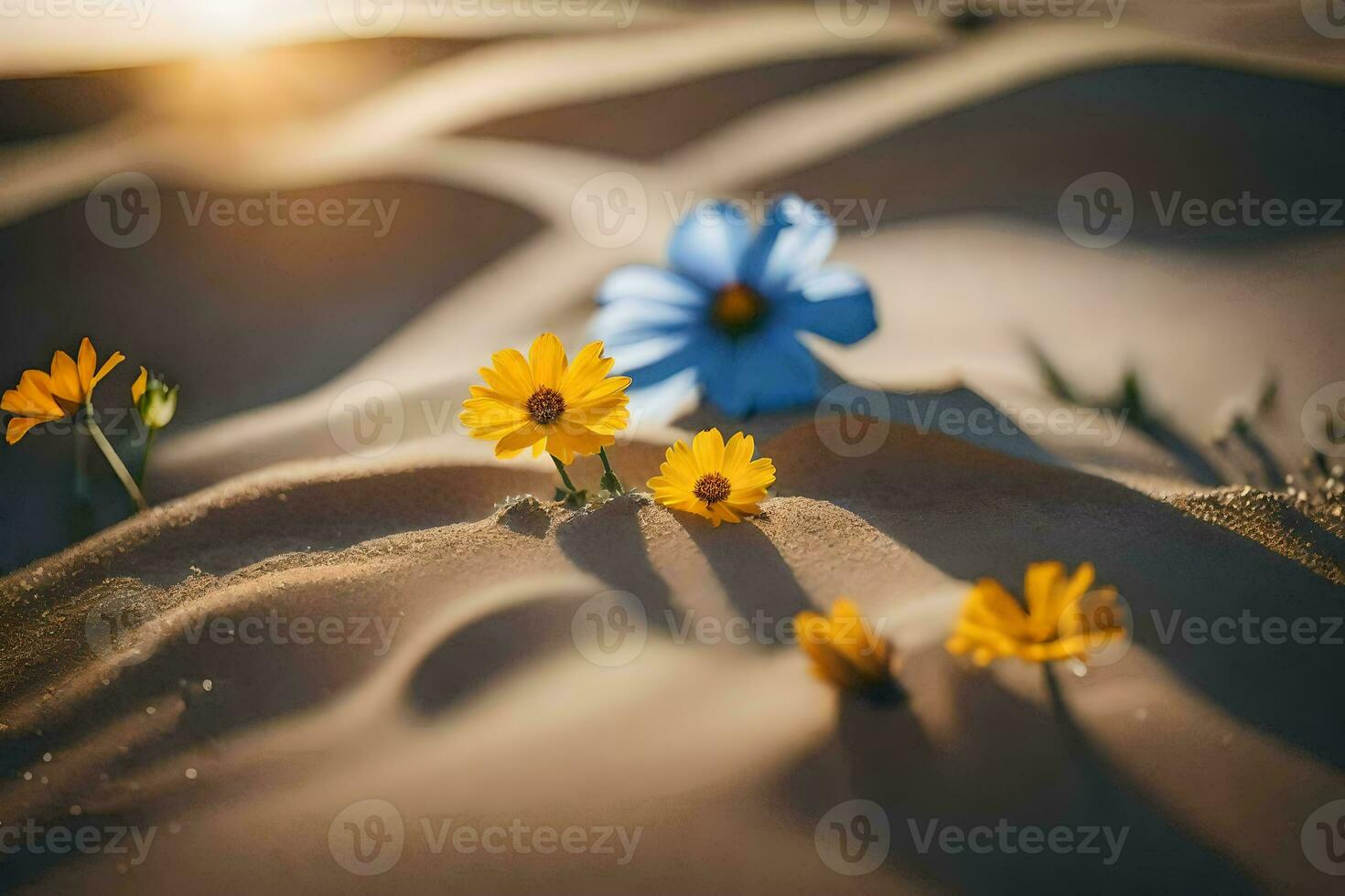 a flores dentro a deserto. gerado por IA foto
