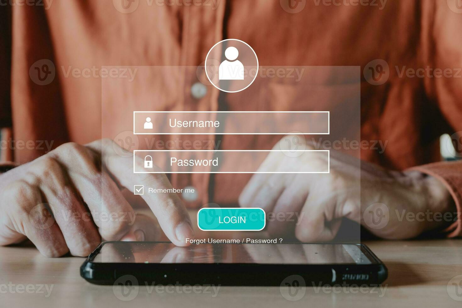 mão de homem digitando no teclado com login e senha na tela, conceito de segurança cibernética, proteção de dados e acesso seguro à internet. foto