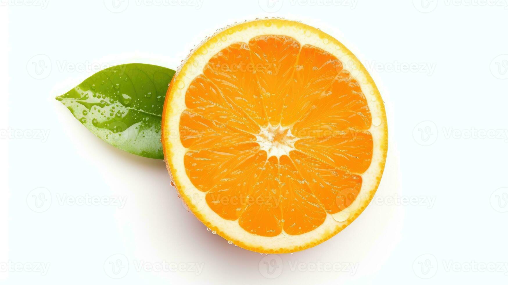 laranja e fatiar, citrino fruta, isolado branco fundo. generativo ai foto